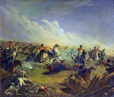 Les hussards de la Garde attaquant près de Varsovie le 26 août 1831, 1837 - Mikhail Yuryevich Lermontov